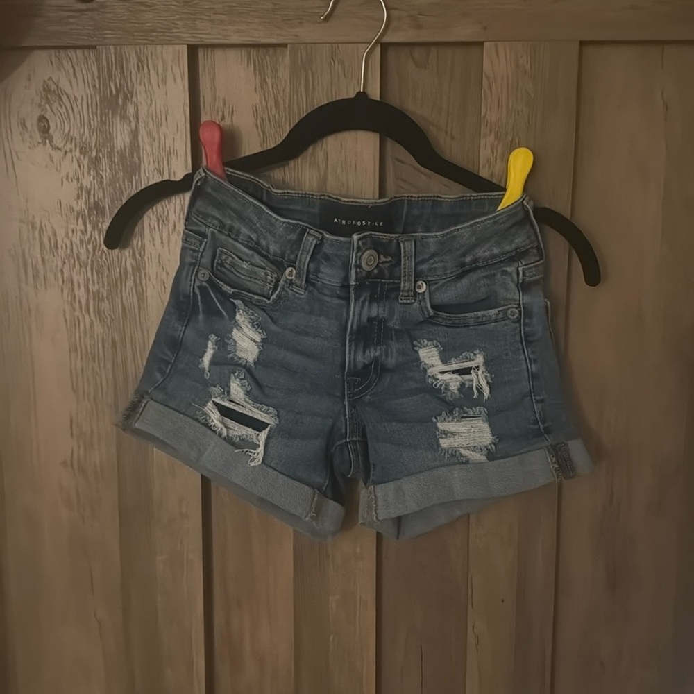 Aeropostale Blue Jean Shorts Distressed Low-Waisted